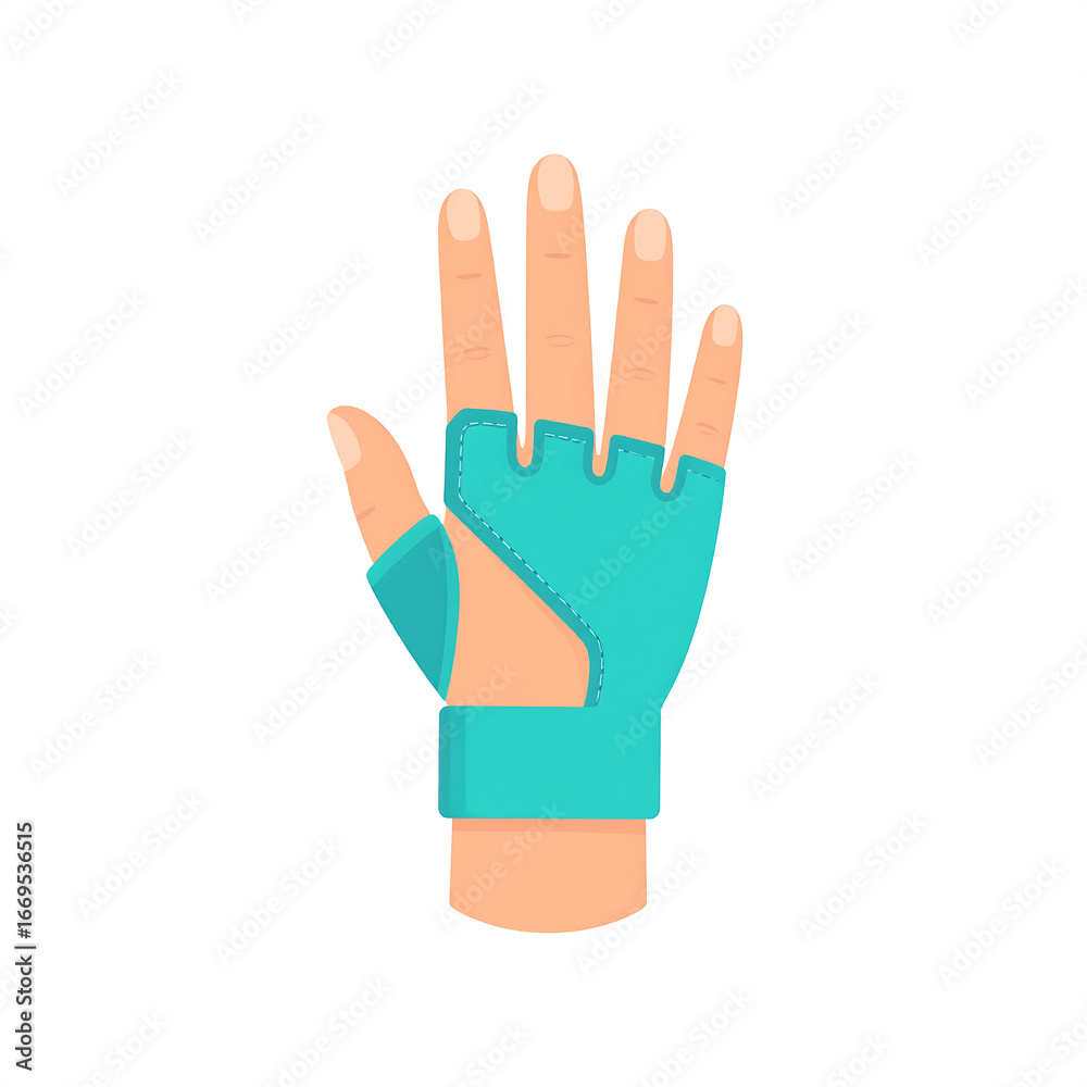 Obraz premium Fingerless glove hand support therapy glove teal glove wrist strap protective glove rehabilitation aid medical glove hand care comfort wear