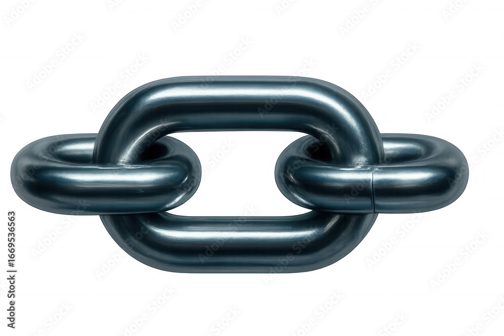 Fototapeta premium Steel chain links interconnecting, symbolizing strength, unity, connection against transparent backdrop