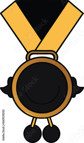 A gold medal with a star on it