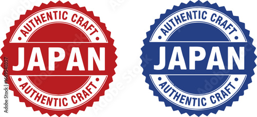 Authentic Craft Japan stamps in red and blue on white background