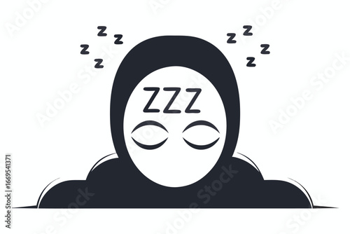Sleeping Head with ZZZ, on White Background, Sleep Icon