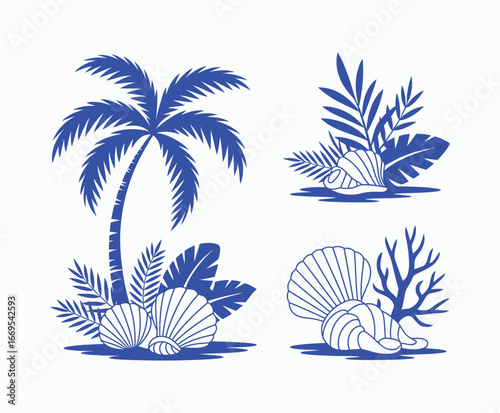 Hand Drawn Beach Summer Isolated Elements EPS Vector Template