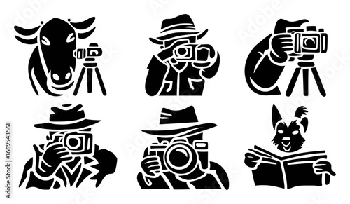 Creative Cartoon Illustrations of Photographers with Camera Devices