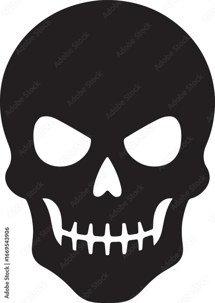 Skull silhouette with hollow eyes. Spooky Halloween vector icon for horror, party, decoration, and poster design. Skull silhouette with hollow eyes. Spooky Halloween vector icon for horror, party, decoration, and poster design.