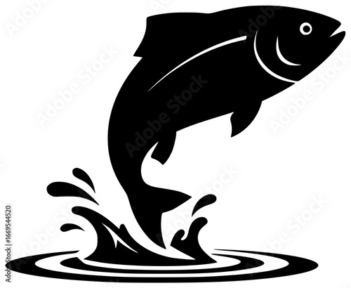 Fish swimming in sea and jumping out of water with other fish hiding behind coral