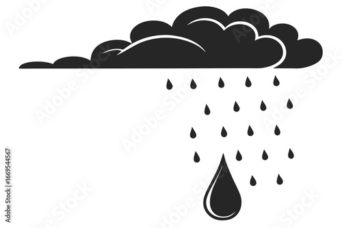 Rainy Cloud with Drops Weather Icon on White Background