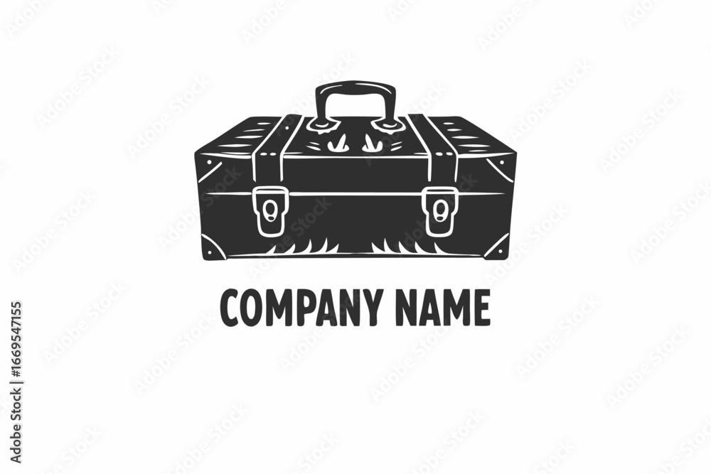 Obraz premium Retro Style Black Suitcase on White Background for Brand Logo
