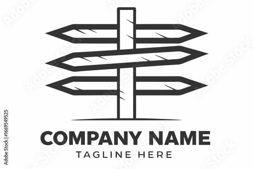 Three directional arrows attached to the pole indicate multiple directions and brand identity