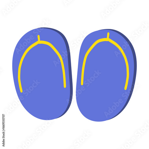 Illustration of Blue and Yellow Flip-Flops