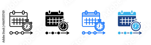 Long-Term Plan icon set multiple style collection