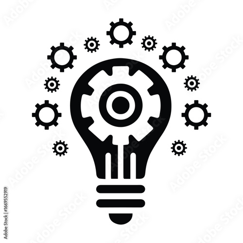 Gear with Light Bulb Innovation Symbol
