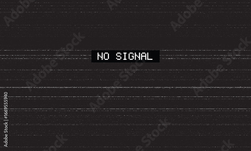 Static Screen Displaying 'No Signal' - Concept of Disconnection and Digital Absence on a Dark Background