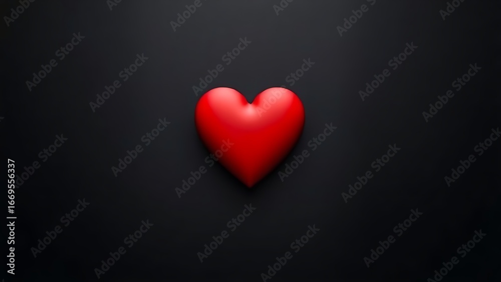 Obraz premium An abstract red heart shape on a matte black background, emphasizing minimalist design with negative space.