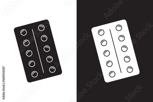 Pill blister pack icon Simple outline vector logo