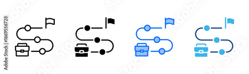 Business Roadmap icon set multiple style collection