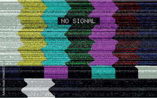 No Signal Retro Glitch Art Background, Vintage TV Static Texture