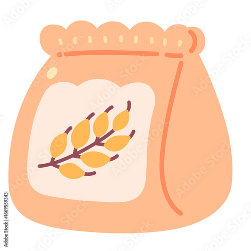Sack of Flour with Wheat Illustration
