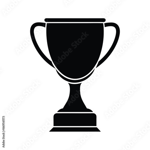 A black and white image of a trophy with a black and white background