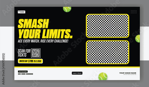 Badminton sport challenge banner design to smash your limits and ace match