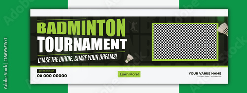 Badminton championship tournament cover template for social media promotion