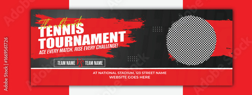 Tennis tournament cover design template for sport event and competition