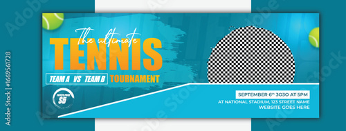 Tennis tournament cover design template for sport event and competition