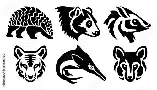 Black and White Animal Silhouettes Featuring Diverse Wildlife Designs