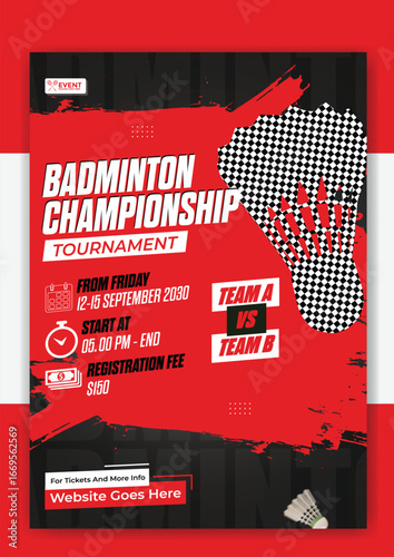 Badminton tournament poster template for promoting match and competition