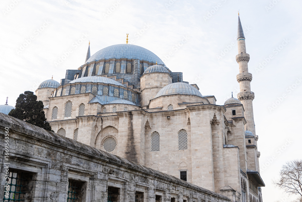 Fototapeta premium left side view, Hagia Sophia in Istanbul, Türkiye, Blue Mosque