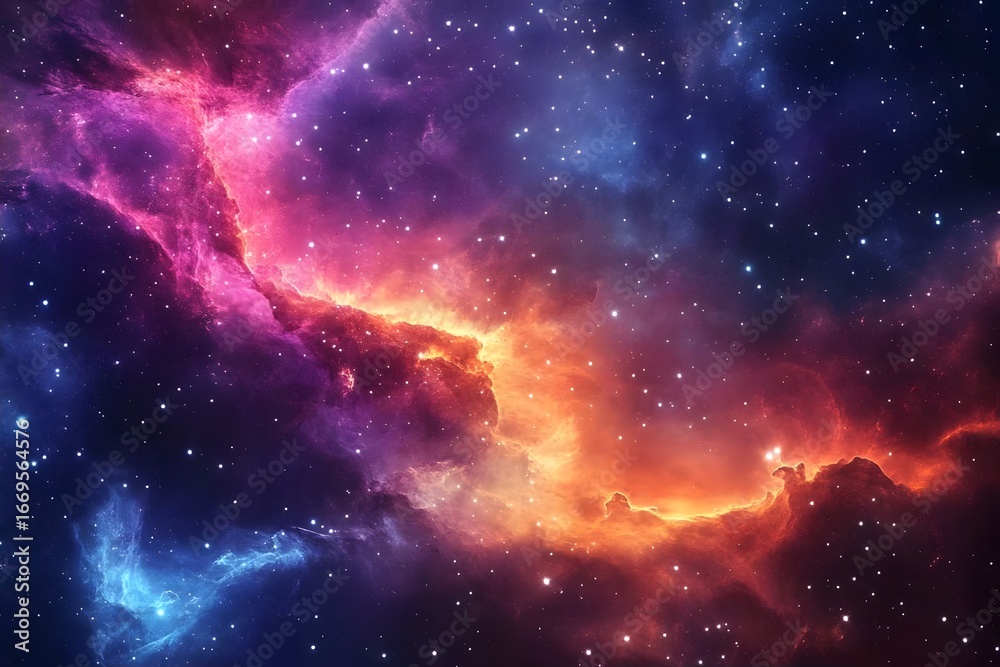 Fototapeta premium Vibrant nebula with stars and cosmic clouds in space.