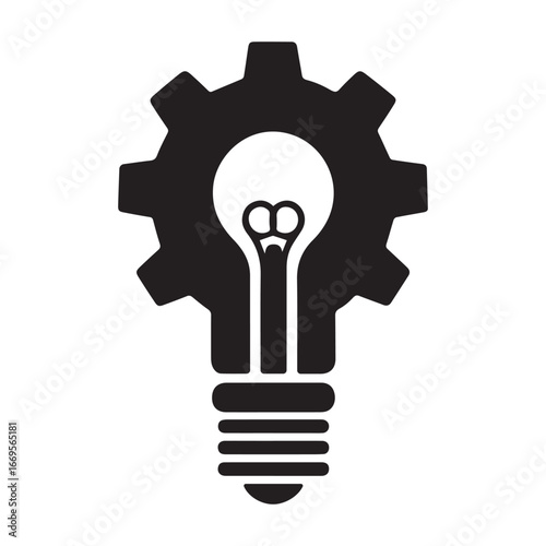 Gear with Light Bulb Innovation Symbol
