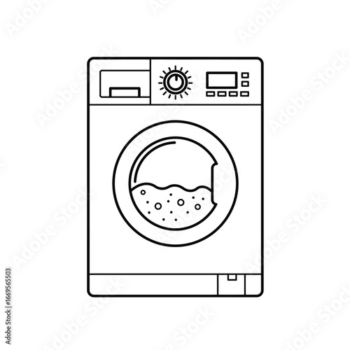 A front loading washing machine with soap and water inside