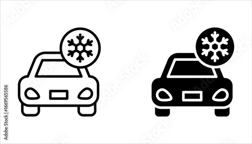 car air conditioning, Car AC control line icon. Climate control functions symbol on white background