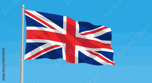 British Flag Waving Proudly Against a Bright Blue Sky A Symbol of Unity and National Identity