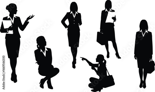 Businesswoman silhouette illustration, corporate woman vector, office professional pose, confident female manager, entrepreneur, working woman, leadership design, success career