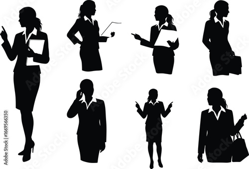 Businesswoman silhouette illustration, professional woman vector, office worker pose, corporate manager, confident female leader, entrepreneur, career woman, success design