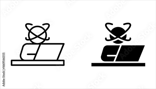Dizziness icon set, headache person, feeling dizzy, vertigo discomfort, editable stroke vector icon on white background