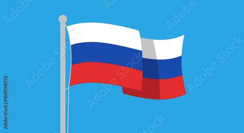 Free Download Waving Russian Flag National Symbol of Russia Against a Blue Sky, Patriotism, and Identity - GFXLoad