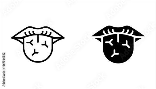 Dry mouth icon set, Diabetes symptom dry mouth line vector icon on white background