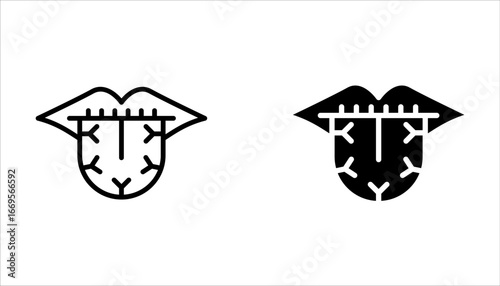 Dry mouth icon set, Diabetes symptom dry mouth line vector icon on white background