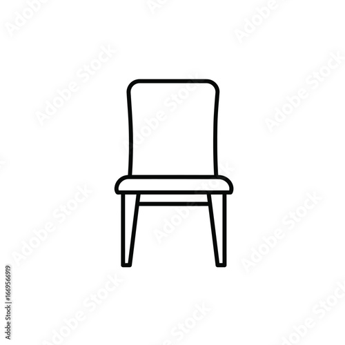 A simple line drawing of a chair with a backrest and four legs