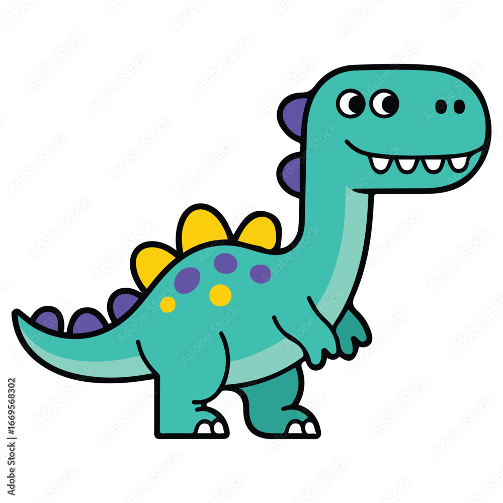 Obraz premium Dinosaur flat cartoon character vector template design illustration
