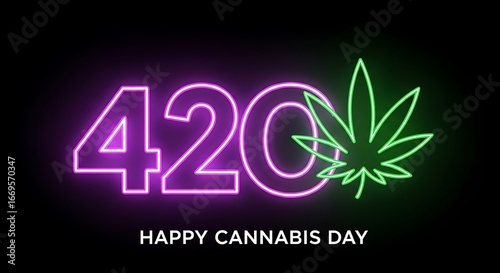 Neon 420 Cannabis Day graphic.