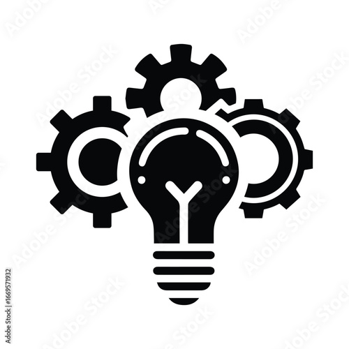 Gear with Light Bulb Innovation Symbol