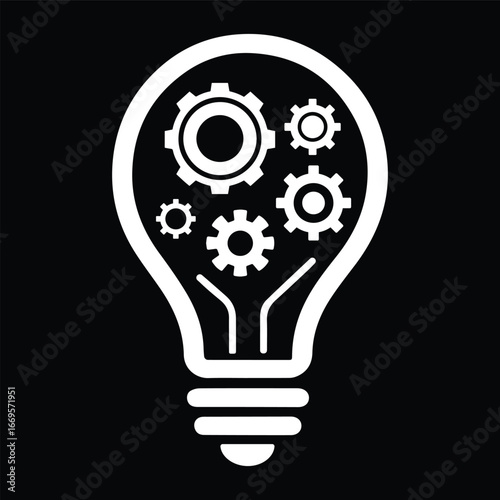 Gear with Light Bulb Innovation Symbol