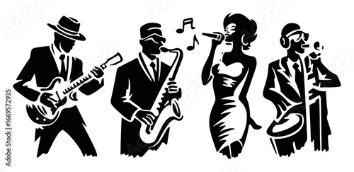 Vibrant Music Band Performing Live with Instruments and Passion