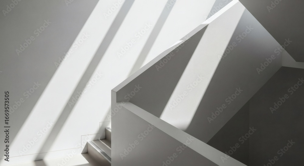 Fototapeta premium Geometric Staircase Shadow Play Modern Architecture with Stark Light and Shadow Contrasts