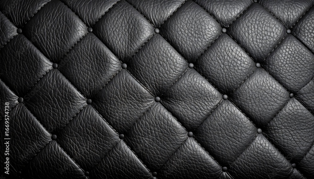 Fototapeta premium Black quilted leather texture background.