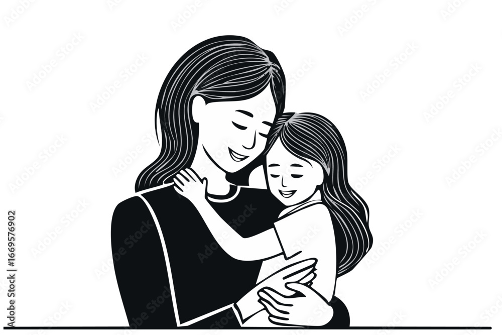 Fototapeta premium silhouette vector mother and daughter