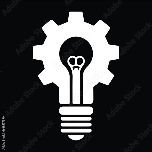 Gear with Light Bulb Innovation Symbol
